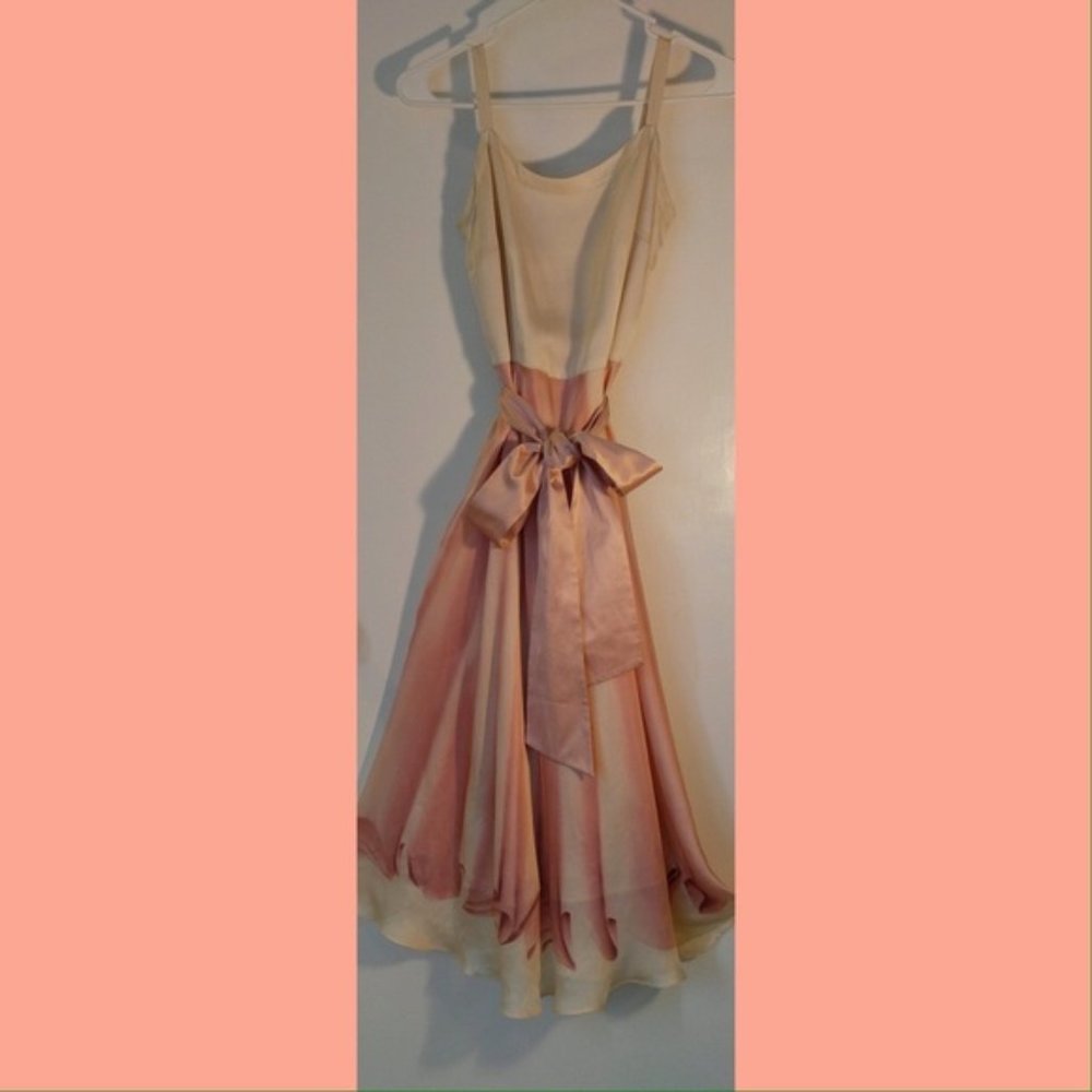 100% Silk Pink & Cream Dress | Dué per Dué Vesté